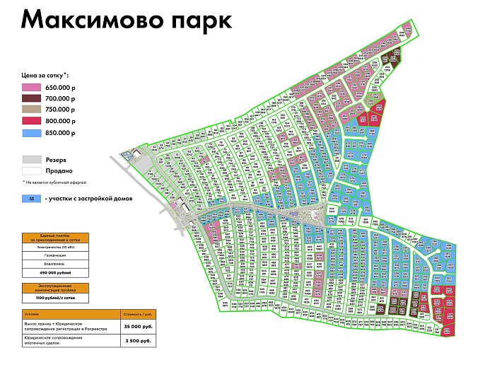 План и цены КП Максимово Парк