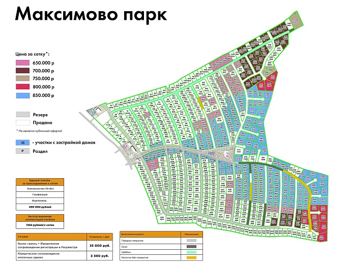 План и цены КП Максимово Парк