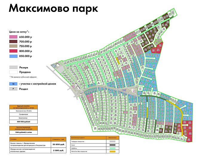 План и цены КП Максимово Парк