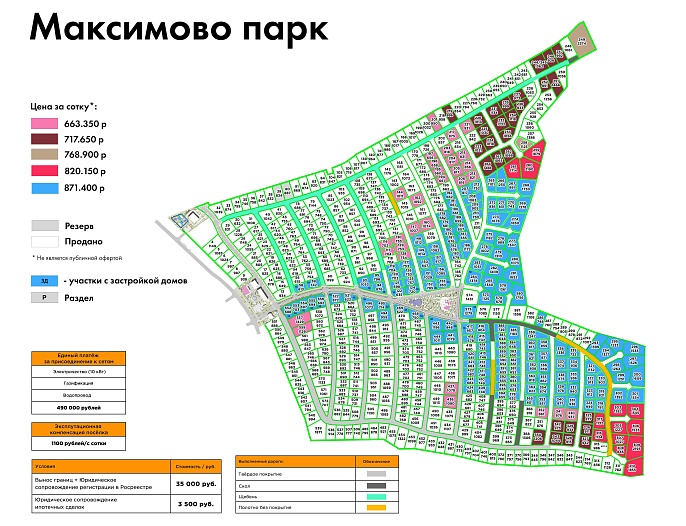 План и цены КП Максимово Парк